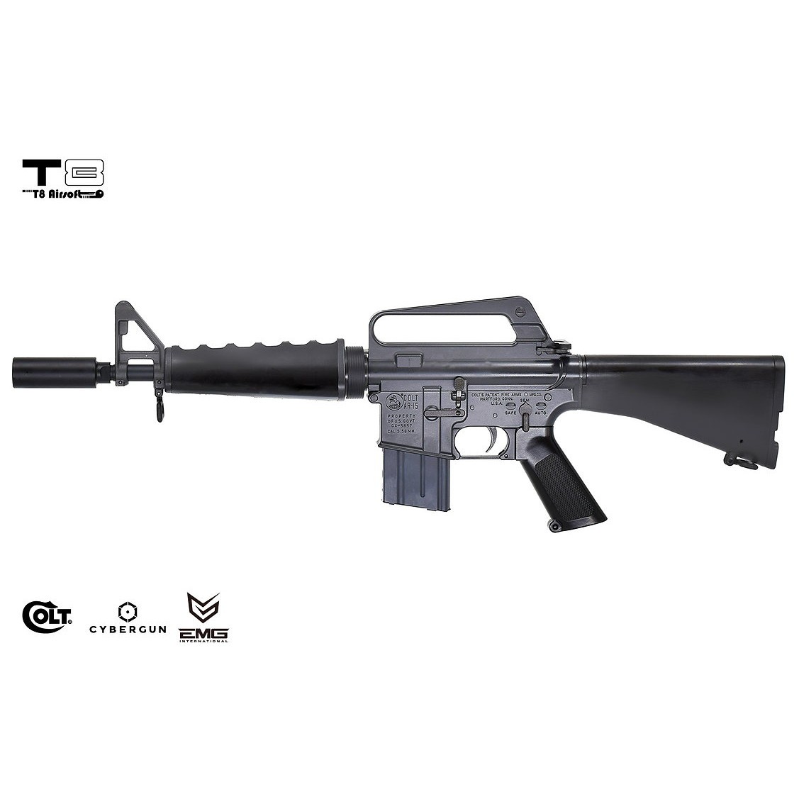 [MIL] T8 Airsoft(エアソフト) ガスアサルトライフル コルト CAR-15 R607 GBB(COLT-1011) (18歳以上専用)